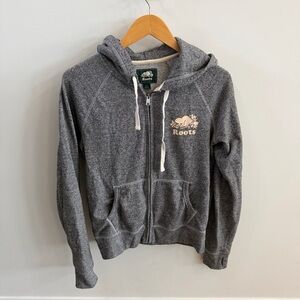 🩶 Roots Gray Zip-Up Hoodie – Size Small